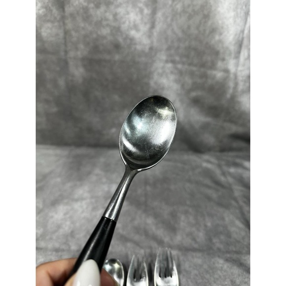 Dansk Dinner Fork Spoon  Kongo Black Handle‎ Stainless Flatware Made in Germany - Picture 5 of 10
